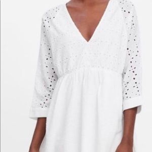 ZARA EYELET EMBROIDERED WHITE DRESS
